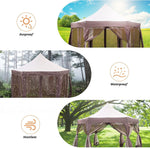 12' x 12' Outdoor Metal Patio Gazebo with Mosquito Netting Pop up Canopy Tent with Iron Frame - Bosonshop