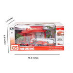 Bosonshop Fire Station Parking Garage Toy Playset with 4 Fire Rescue Vehicles and Lift