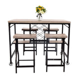 Bosonshop 5-Piece Dining Table Set with Metal Legs, Industrial Style