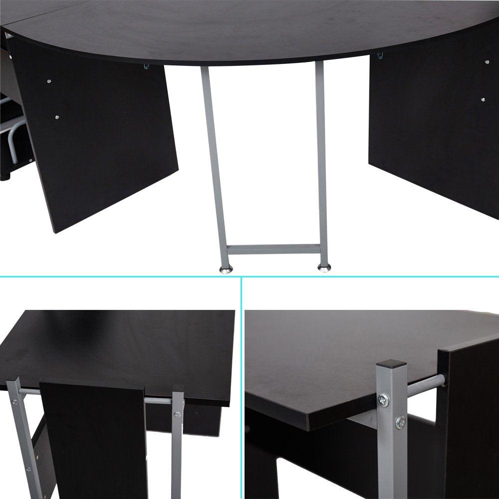 Bosonshop 72” L-Shaped Office Desk Corner Computer Desk Laptop Study Table Workstation with CPU Stand PC Keyboard Tray