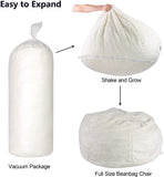 3FT Bean Bag Chair White Luxurious Furry Faux Fur Cover Soft Self-Inflated Beanbag Sofa Lounger for Adults Kids, Sponge Filling - Bosonshop
