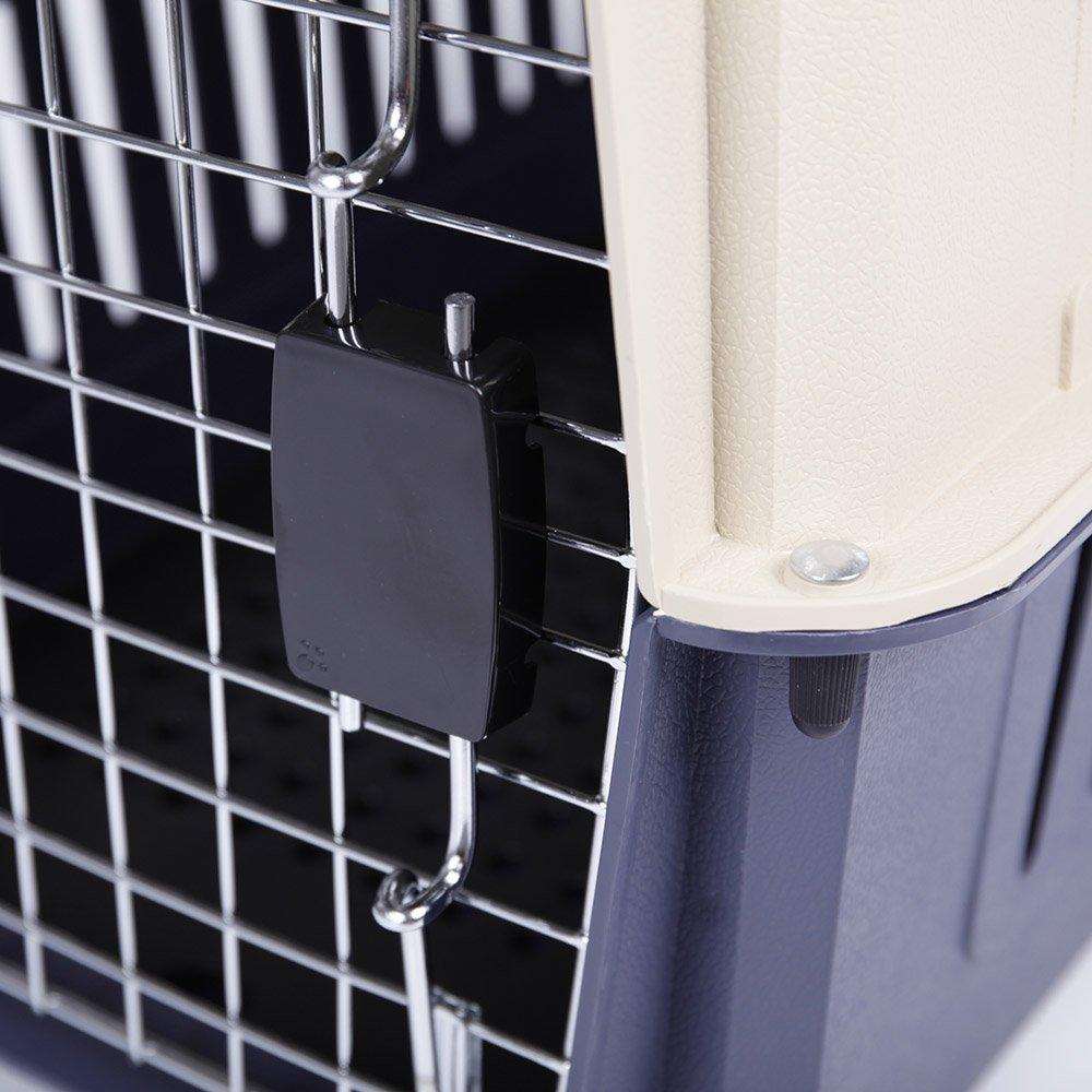 Bosonshop Plastic Cat & Dog Carrier Cage with Chrome Door Portable Pet Box Airline Approved, Blue, Small