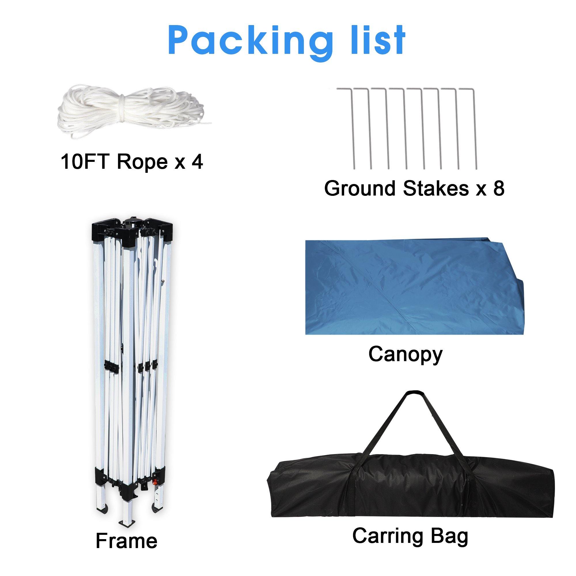 10 ft. Foldable Pop Up Canopy Tent with Mesh Sidewall Height