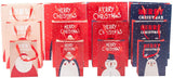 Christmas Paper Gift Bags Bulk Assortment 1 Dozen Holiday Themes Print Gift Bags with Handles 3 Sizes 4 Patterns Character - Bosonshop