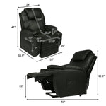 Electric Power Lift Leather Sofa Power Reclining Massage Chair for Elderly with Massage and Heat, Black - Bosonshop