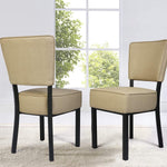 Set of 2 Classic Dining Chair, Modern Style Family Leisure Chair with Stainless Steel Legs, PU Leather Mid Back Side Chair - Bosonshop