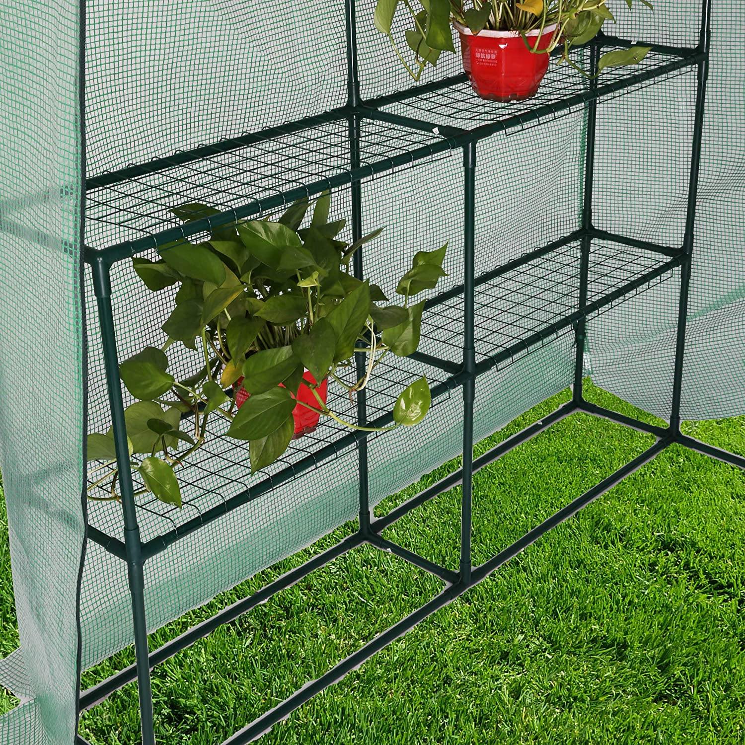 Mini Greenhouse Garden Walk-in Greenhouse with PE Cover Indoor and Outdoor Grow Plants Flower - Bosonshop