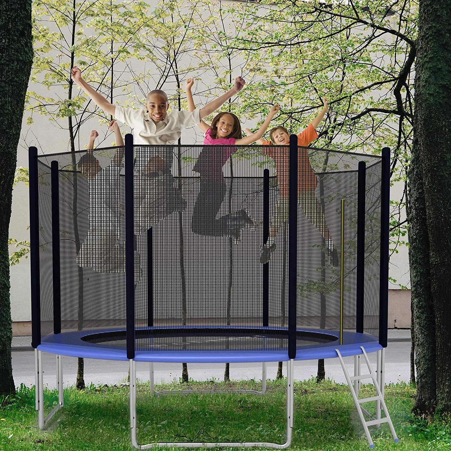 10' Round Trampoline Combo Bounce Jump Trampoline With Safety Enclosure And Spring Pad - Bosonshop