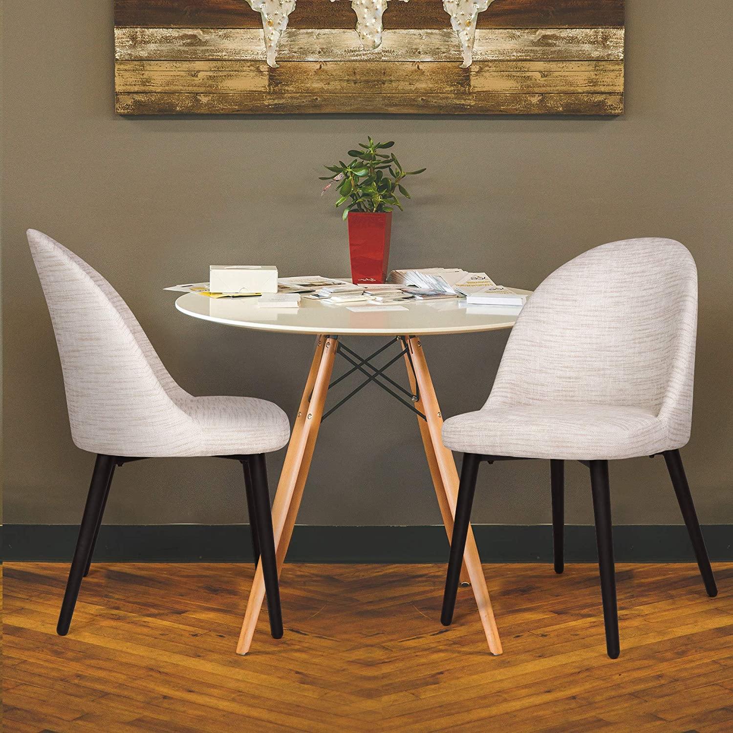 Classic Dining Chair Set of 2, Modern Style Family Leisure Chair with Stainless Steel Legs, PU Leather Mid Back Side Chair, White - Bosonshop