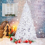 8 Ft High Christmas Tree 1500 Tips Decorate Pine Tree W/ Metal Legs, White - Bosonshop