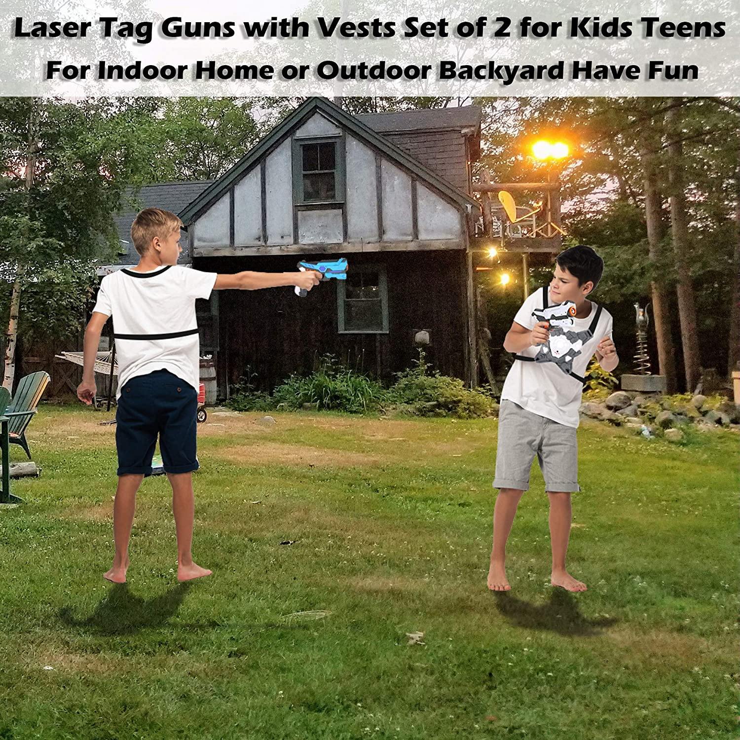 Kids 2-Pack Toys Guns Set with Vests, Target Shooting Game Interactive Toy for Boys Girls Indoor Outdoor Party Have Fun for 2-Player + - Bosonshop