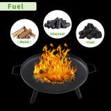 Outdoor Wood Burning Fire Bowl Easy Assembly Fireplace with Portable Poker and Grate for Camping Patio Backyard Beach Picnic - Bosonshop