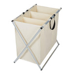 Bosonshop 3-Bag Laundry Basket Laundry Hamper Made of Oxford and Aluminum X Frame