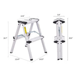 Folding 2 Step Stool Light Weight Aluminum Step Ladder, 250 lbs Capacity (19"H) - Bosonshop