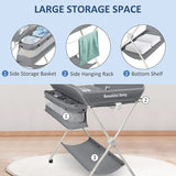Folding Portable Baby Diaper Changing Station with Wheels, Adjustable Height Changing Table