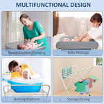 Folding Portable Baby Diaper Changing Station with Wheels, Adjustable Height Changing Table
