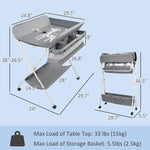 Folding Portable Baby Diaper Changing Station with Wheels, Adjustable Height Changing Table