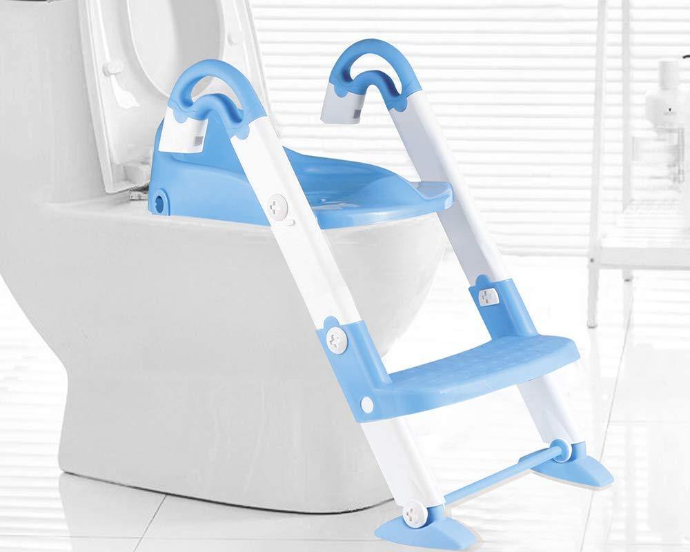Bosonshop Kid’s 3 in 1 Potty Training Toilet Seat with Adjustable Ladder, Blue