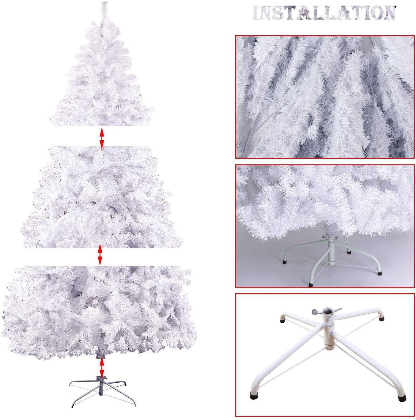 Bosonshop 6FT Premium Spruce Artificial Christmas Tree w/Metal Stand, White