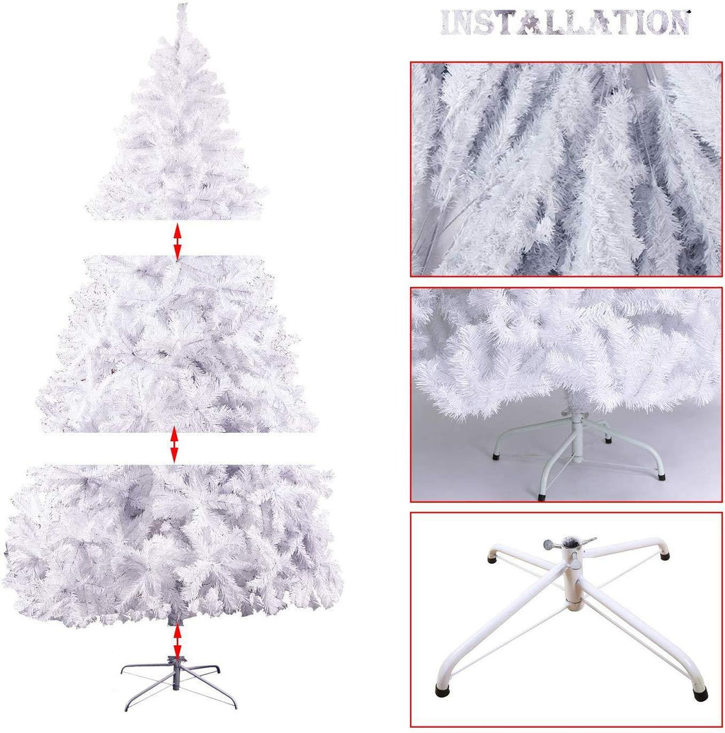 6' Premium Spruce Artificial Christmas Tree w/Metal Stand, White