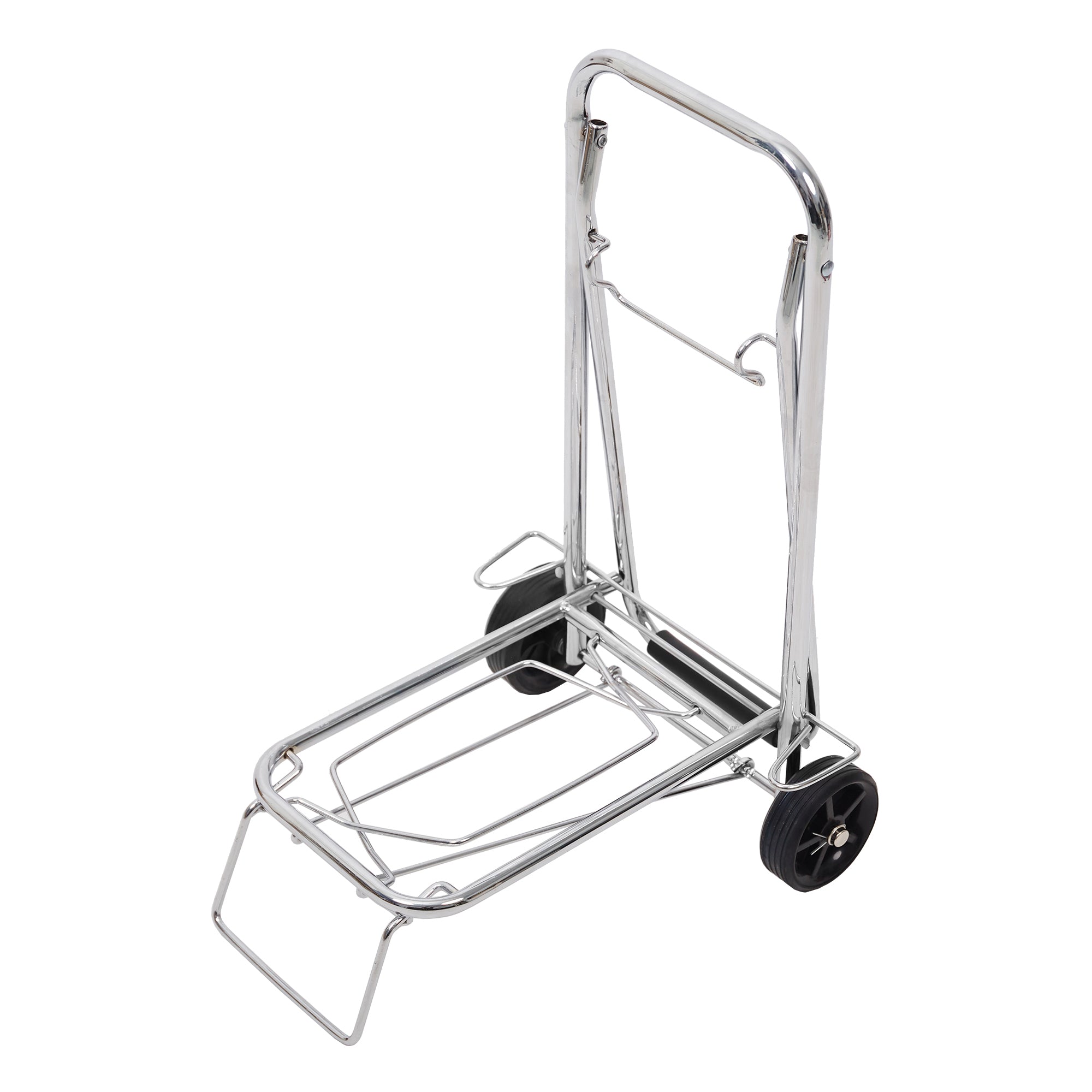 Bosonshop Aluminum Folding Hand Truck Portable Fold Up Dolly with Wheels for Indoor Outdoor Travel Shopping Office, 55lbs (Sliver)