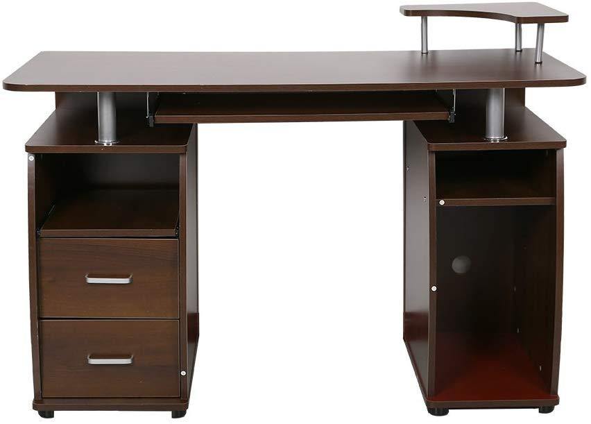 Desktop Computer Desk with Spacious Desktop Workspace Great for Your Home Office Pull-Out Keyboard Tray and Drawers - Bosonshop