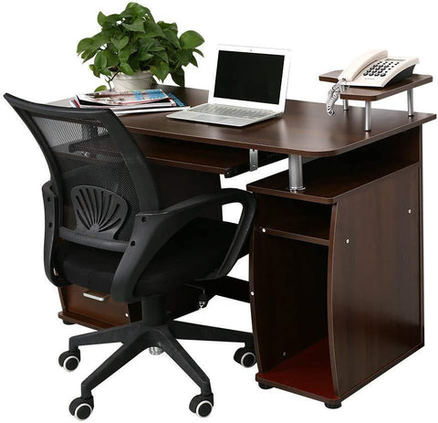 Desktop Computer Desk with Spacious Desktop Workspace Great for Your Home Office Pull-Out Keyboard Tray and Drawers - Bosonshop
