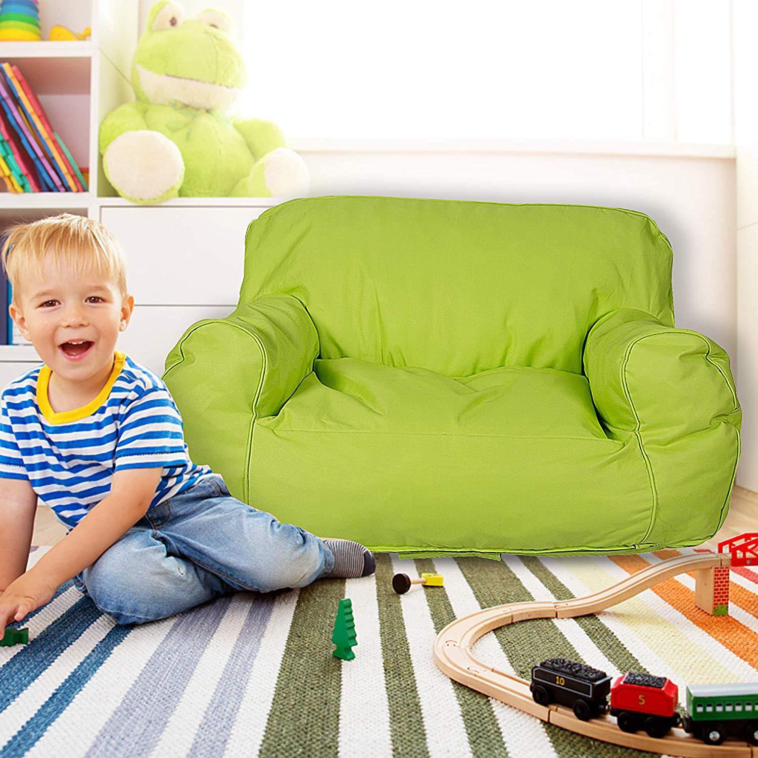 Bosonshop Mini Lounger Sofa, Bean Bag Chair Self-Rebound Sponge Double Child Seat - 35.4" x 19.7" x 19.7" Green