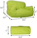 Bosonshop Mini Lounger Sofa, Bean Bag Chair Self-Rebound Sponge Double Child Seat - 35.4" x 19.7" x 19.7" Green