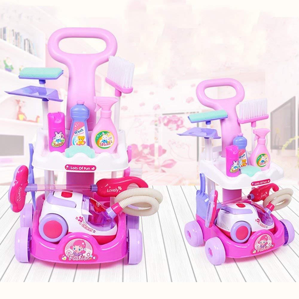 Bosonshop Pretend Play Toys Vacuum Cleaner Playset Cleaning Trolley Cart for Kids