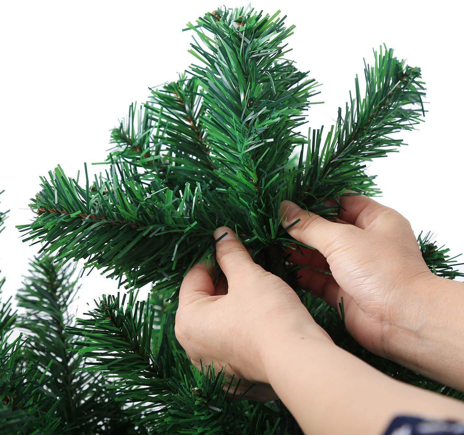 Bosonshop 9 FT High Artificial Christmas Pine Tree Fake Xmas Tree 1000 Tip Full Tree W/ Solid Metal Stand