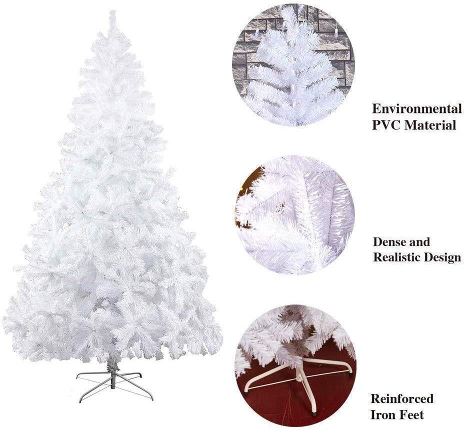 8' High Christmas Tree 1500 Tips Decorate Pine Tree W/ Metal Legs, Whi