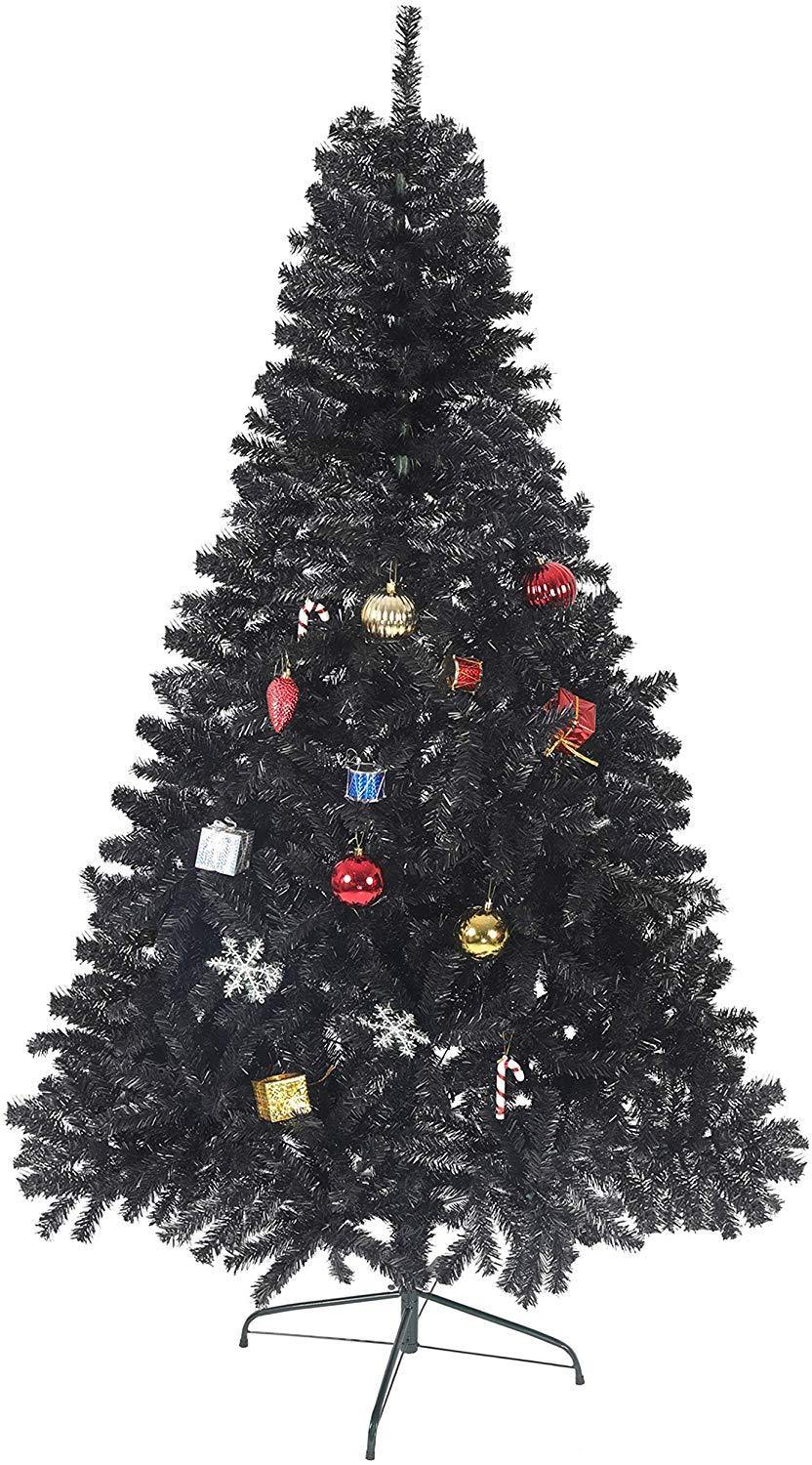 Bosonshop 7' Premium Artificial Christmas Tree with Solid Metal Stand, Festive Indoor and Outdoor Decoration, Black