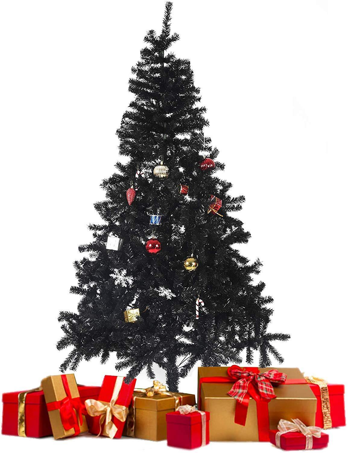 Bosonshop 7' Premium Artificial Christmas Tree with Solid Metal Stand, Festive Indoor and Outdoor Decoration, Black