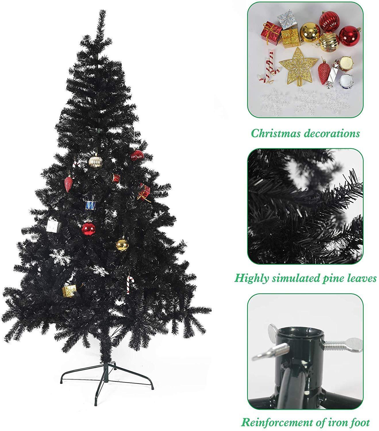 Bosonshop 7' Premium Artificial Christmas Tree with Solid Metal Stand, Festive Indoor and Outdoor Decoration, Black