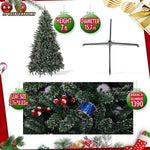 Bosonshop 7 ft Artificial Christmas Tree Snow Flocked 1390 Tips Pine Decoration with Red Cheery