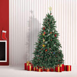 Bosonshop 7 ft Artificial Christmas Tree Snow Flocked 1390 Tips Pine Decoration with Red Cheery