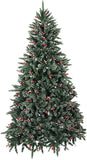 Bosonshop 7 ft Artificial Christmas Tree Snow Flocked 1390 Tips Pine Decoration with Red Cheery