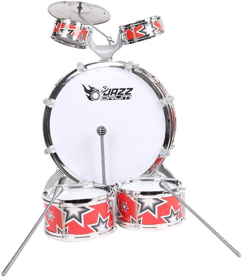 Bosonshop Kid's Jazz Musical Instrument Drum Play Set with 5 Drums and 1 Chair
