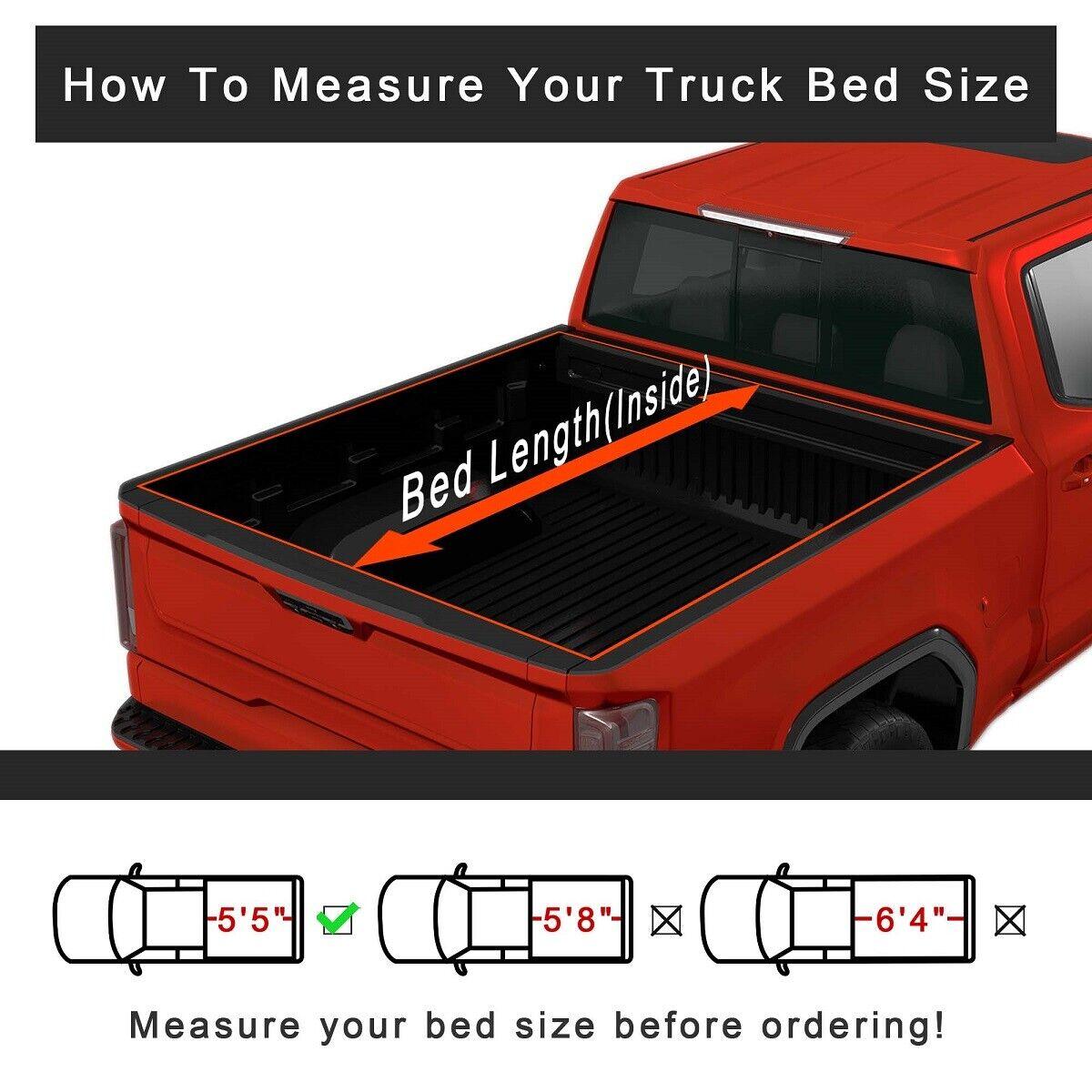 5.5Ft 4-Fold Hard Tonneau Cover w/Light Truck Bed for 2015-2022 Ford F150