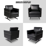 Modern Single Sofa Upholstered Faux Leather Accent Living Room Leisure Chair with Armrest, Black
