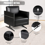 Modern Single Sofa Upholstered Faux Leather Accent Living Room Leisure Chair with Armrest, Black