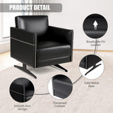 Modern Single Sofa Upholstered Faux Leather Accent Living Room Leisure Chair with Armrest, Black
