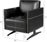 Modern Single Sofa Upholstered Faux Leather Accent Living Room Leisure Chair with Armrest, Black