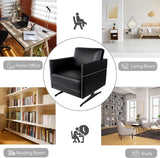 Modern Single Sofa Upholstered Faux Leather Accent Living Room Leisure Chair with Armrest, Black