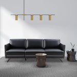Modern Black Faux Leather Sectional 3 Seaters Sofa Couch Accent Arm Chair w/ Armrest & Comfy Cushion