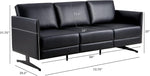 Modern Black Faux Leather Sectional 3 Seaters Sofa Couch Accent Arm Chair w/ Armrest & Comfy Cushion