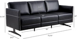 Modern Black Faux Leather Sectional 3 Seaters Sofa Couch Accent Arm Chair w/ Armrest & Comfy Cushion