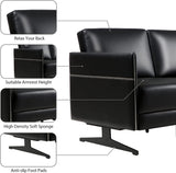 Modern Black Faux Leather Sectional 3 Seaters Sofa Couch Accent Arm Chair w/ Armrest & Comfy Cushion