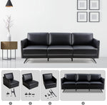 Modern Black Faux Leather Sectional 3 Seaters Sofa Couch Accent Arm Chair w/ Armrest & Comfy Cushion